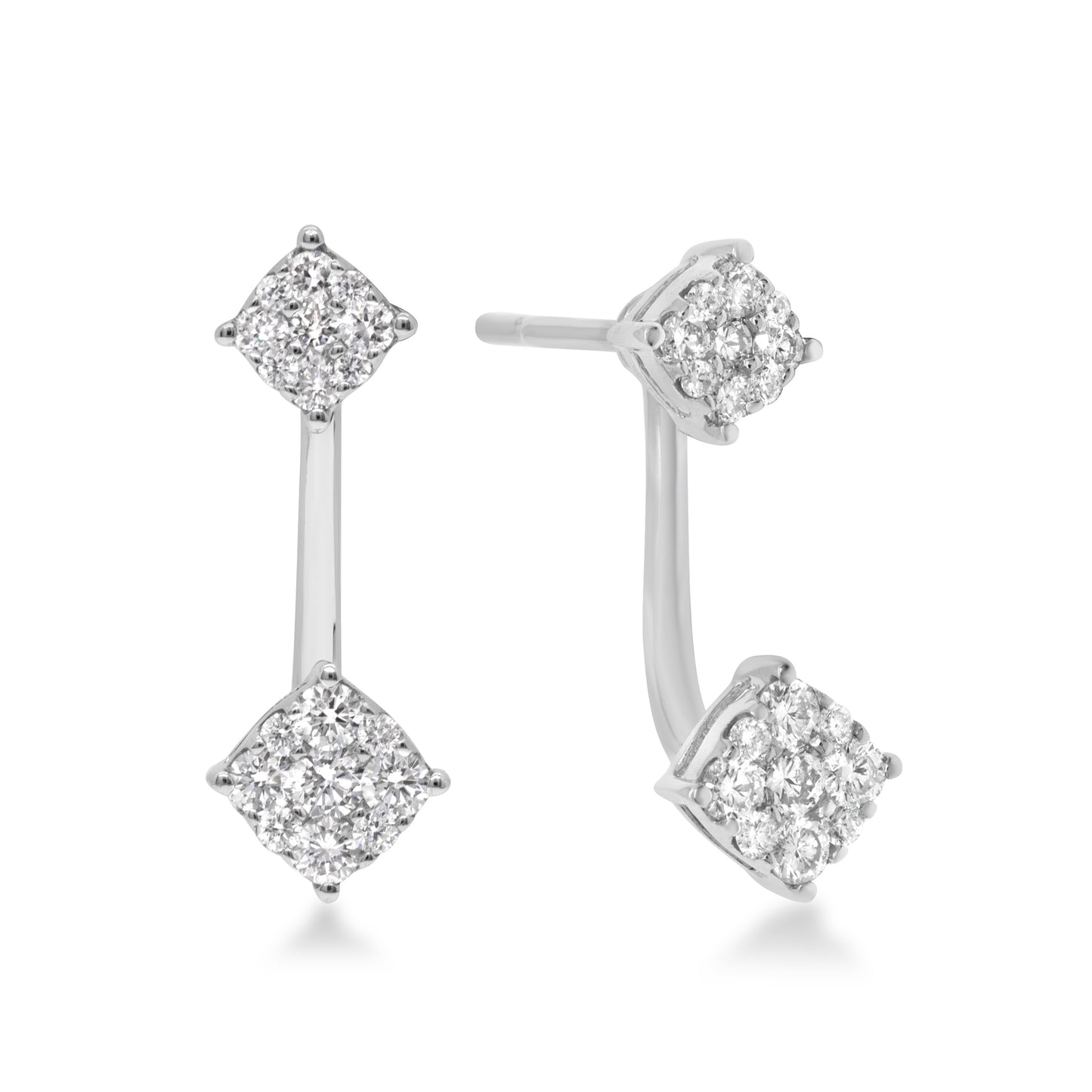 Cushion Shape Diamond Earrings with Jackets
