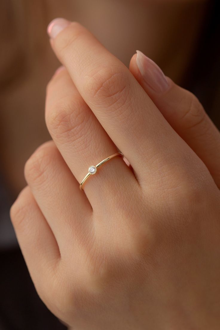 Tiny Diamond Bezel Ring