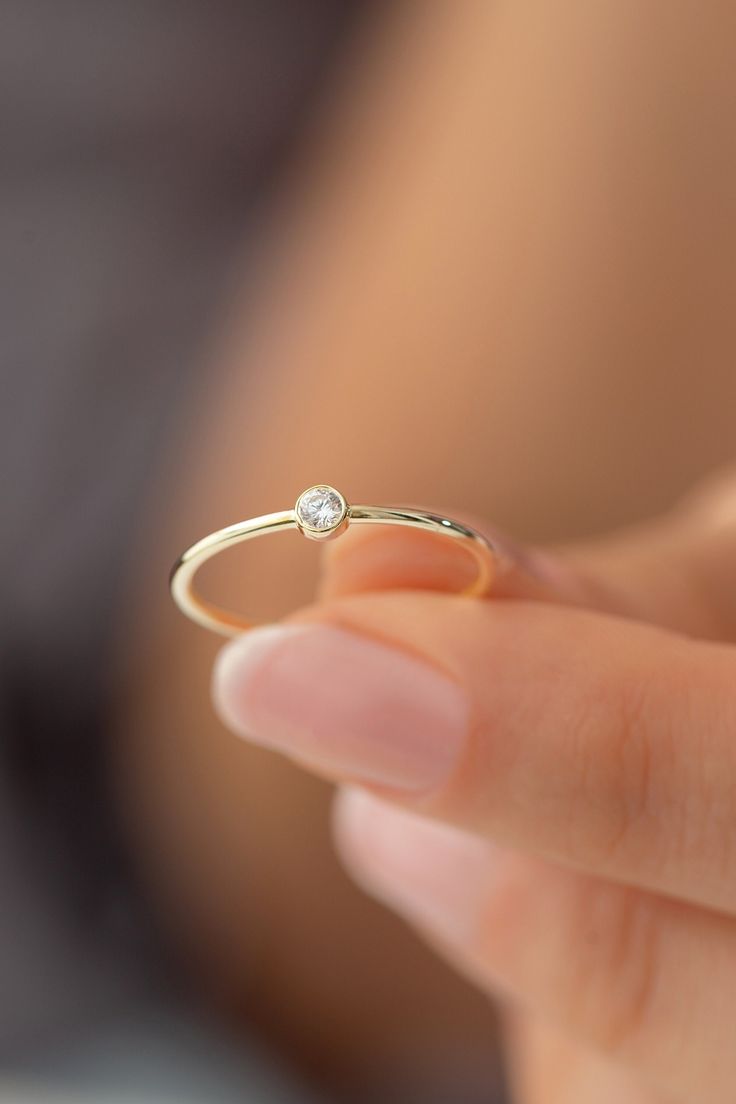 Tiny Diamond Bezel Ring