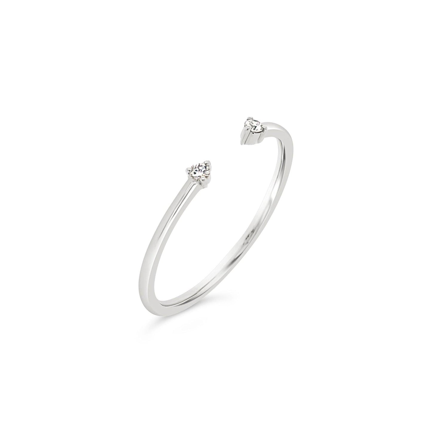 Double Diamond Open Cuff Ring