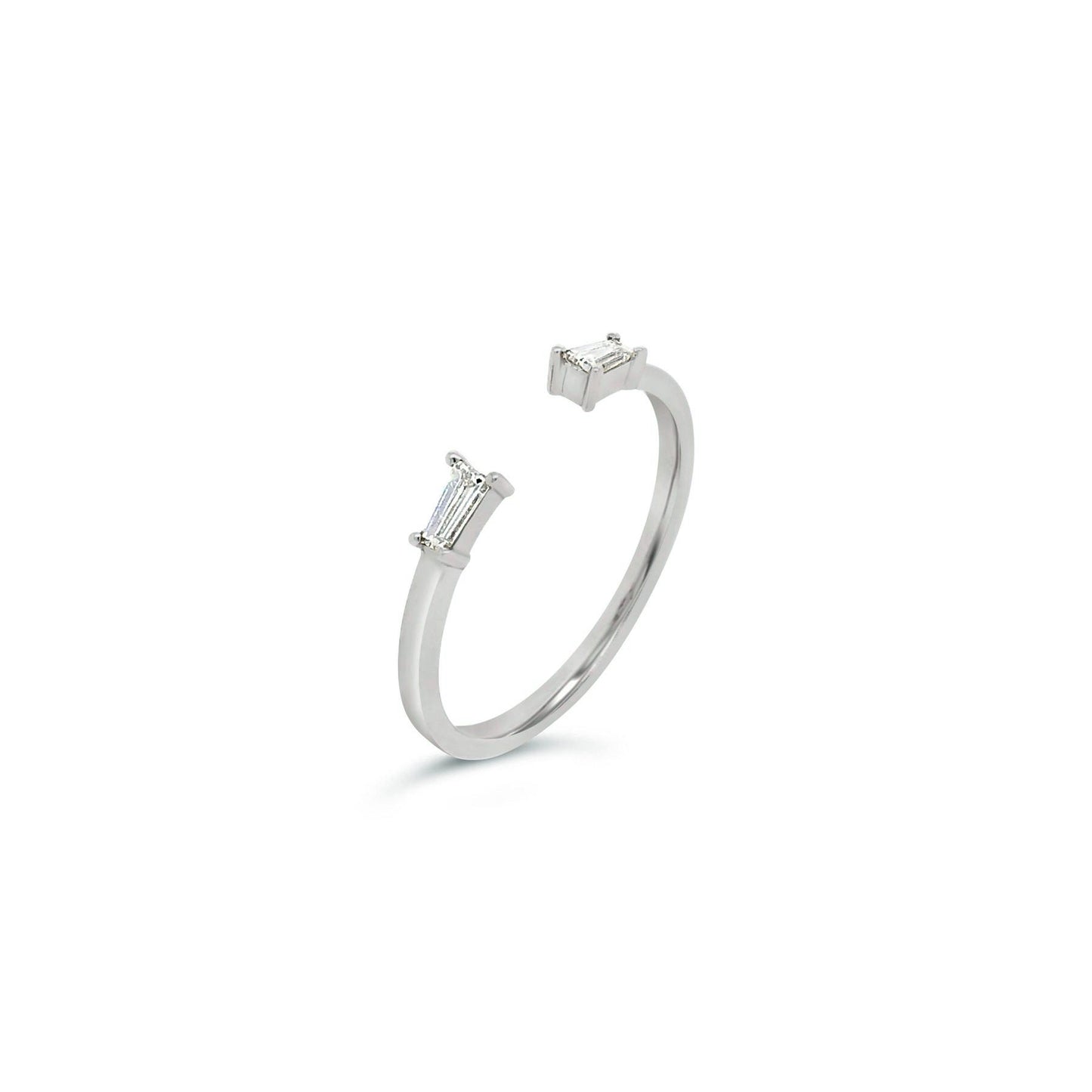 Open Cuff Tapered Baguette Diamond Ring