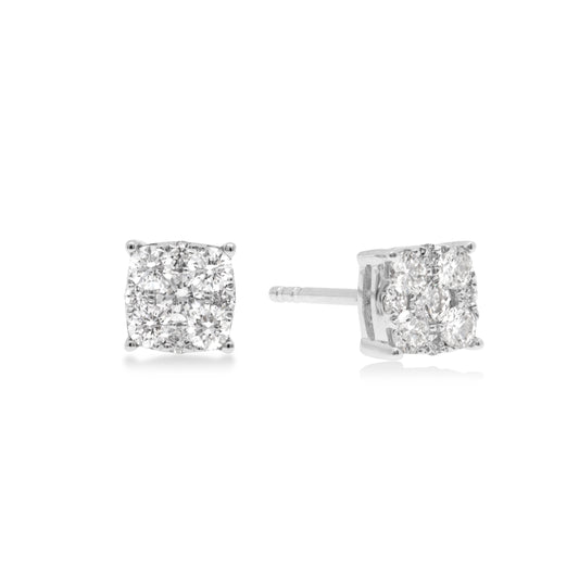 Large Cushion Shape Diamond Earrings