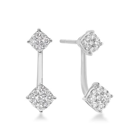 Cushion Shape Diamond Earrings with Jackets