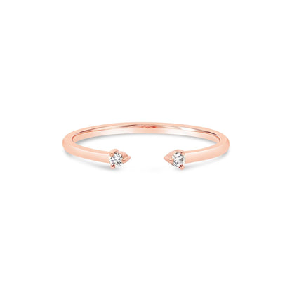 Double Diamond Open Cuff Ring