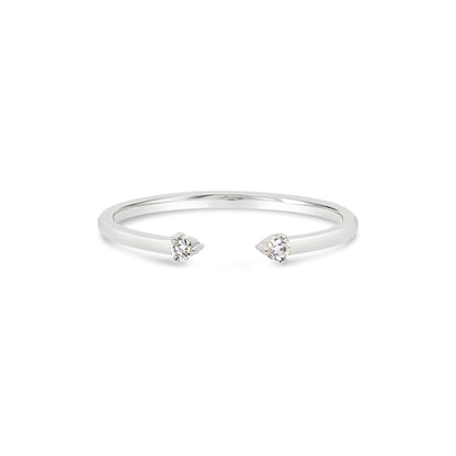 Double Diamond Open Cuff Ring