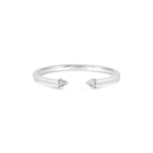 Double Diamond Open Cuff Ring